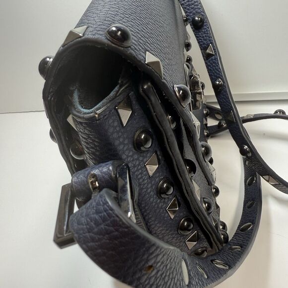 Studded Navy Faux Leather Crossbody Bag - Picture 6 of 10